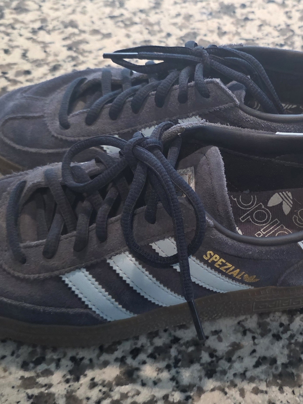 adidas Spezial Suede Sneakers in Gray with Light Blue Stripes